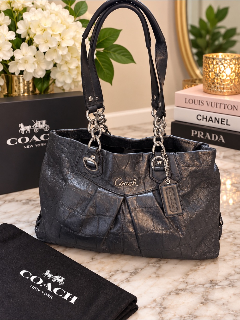 Coach Embossed Leather Shoulder Bag - Circa 2011 - Like New